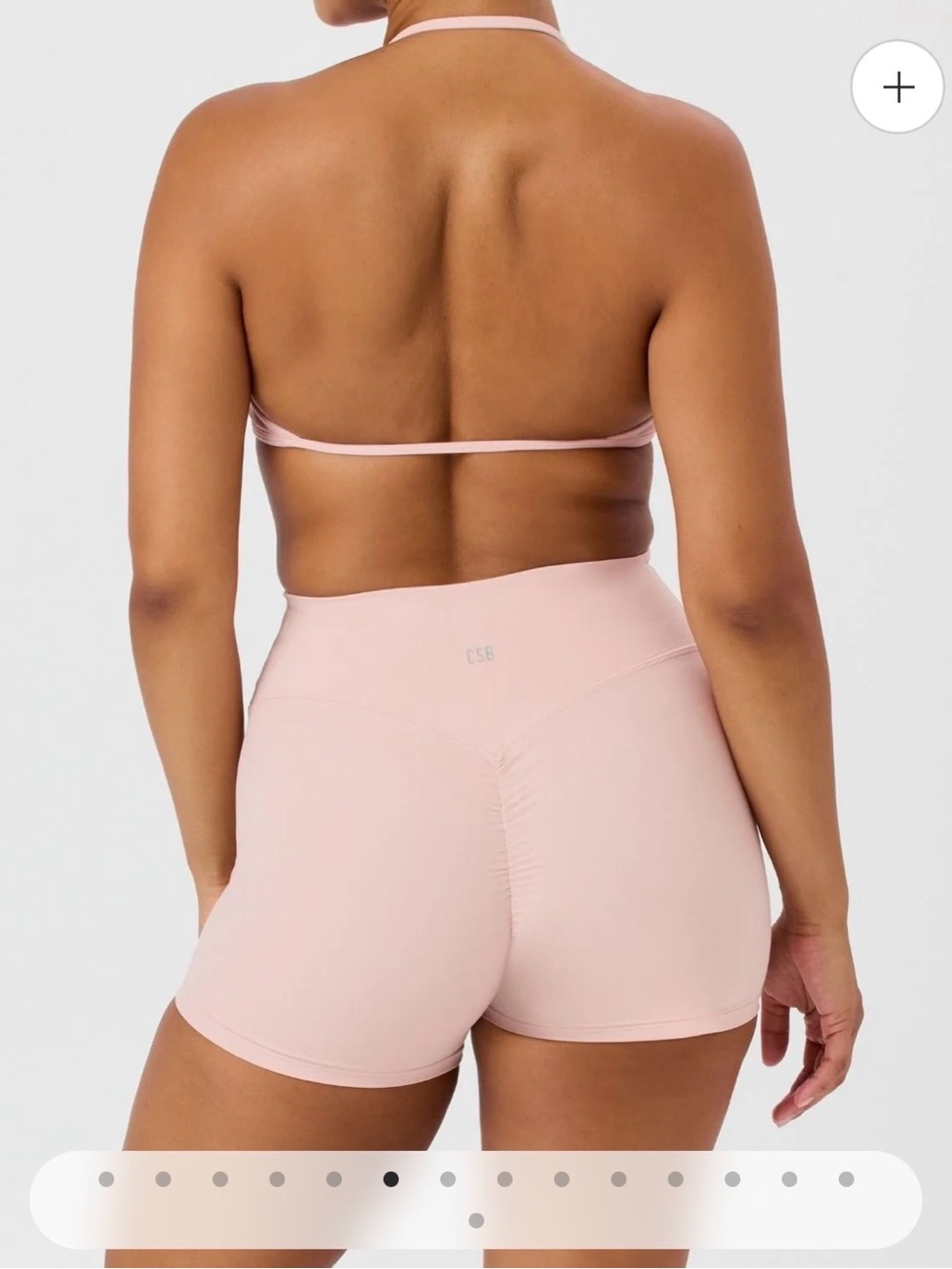 CSB Pink Ruched Bike Shorts and Bralette Set - Women's Activewear - Picture 5 of 5